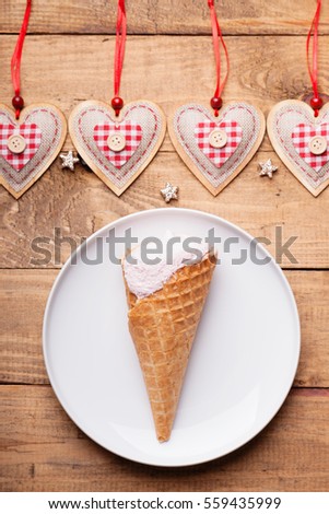 Ice cream and heart shapes 