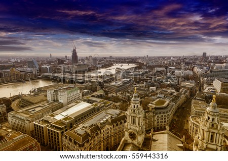 Skyline of London from St Paul's Cathedral.
