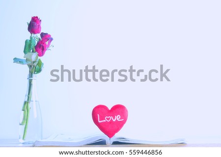 Valentines Day background , Red rose and heart 