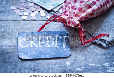 Bag with money/credit concept/toned photo