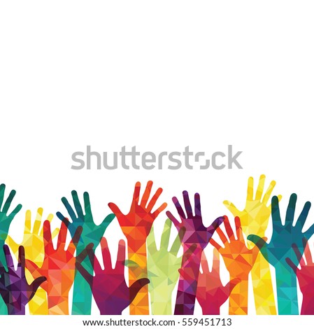 Colorful up hands. Vector illustration Royalty-Free Stock Photo #559451713
