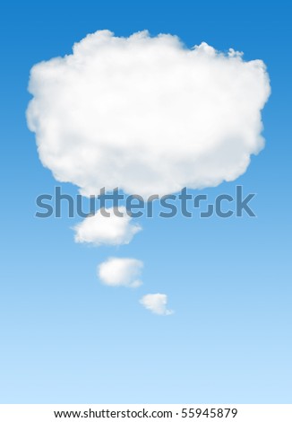White cloud in the sky with the shape of a cartoon thinking balloon Royalty-Free Stock Photo #55945879