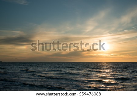 Evening sunset over the Baltic sea with a beautiful sky.