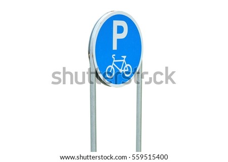 Bicycle parking sign isolated on white background. This has clipping path. 