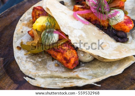 Fish tacos al pastor, authentic mexican cuisine