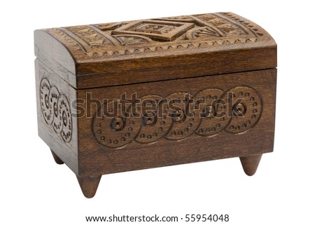 closed wooden box isolated on a white background