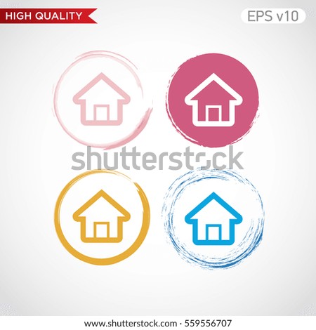 Colored icon or button of home or house symbol with background