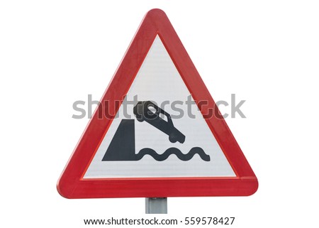 road sign quayside or river bank isolated on white background