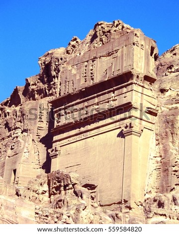 Monastery Ad-Deir ancient Nabataean city Petra Jordan.