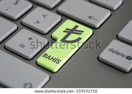Closeup of computer keyboard with turkish lira button
