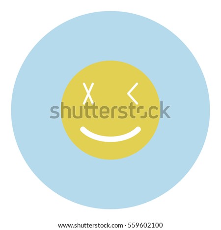 Smiley icon - Flat design, glyph style icon - Blue circle yellow smiley