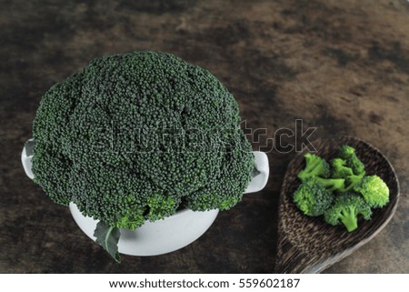 healthy green organic raw broccoli ready for cooking