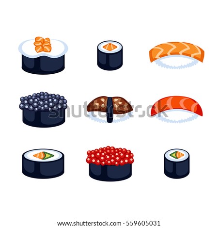 Sushi food vector illustration.