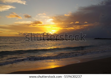 Sunset at Playa de Torviscas. Canary islands, Spain