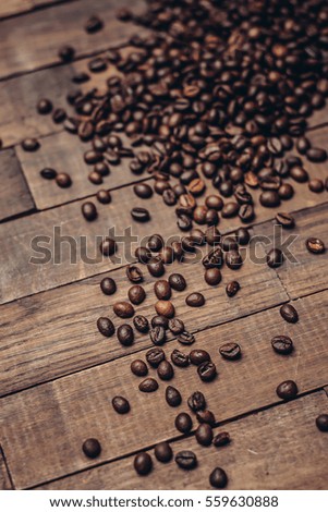 Scattered coffee beans on the floor