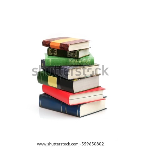 Book stack on a white background Royalty-Free Stock Photo #559650802