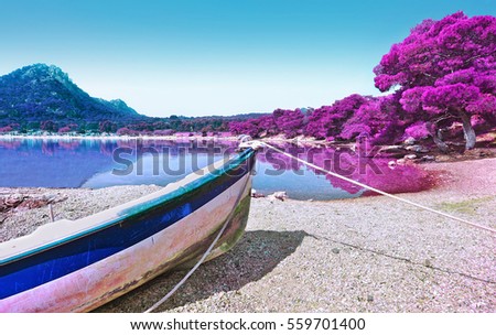 infrared photography of Heraion lake - Vouliagmeni Loutraki Greece