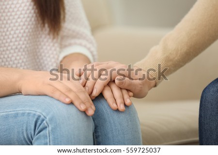 Young depressed woman at psychologist's office, closeup Royalty-Free Stock Photo #559725037
