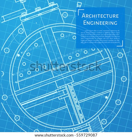 Vector technical blueprint of mechanism. Engineer illustration