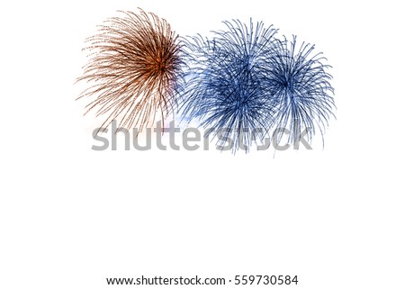 Abstract Colorful and Artistic Fireworks on white background.