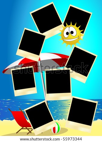 Vector - Instant photo frames on the beach background