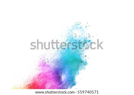 abstract powder splatted background,Freeze motion of color powder exploding/throwing color powder,color glitter texture on white background