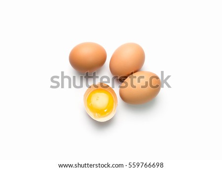 egg on white background with egg is broken Royalty-Free Stock Photo #559766698