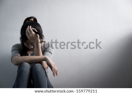 The depression woman sit on the floor Royalty-Free Stock Photo #559779211