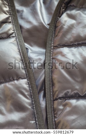 Close - up Detail of Black down jacket