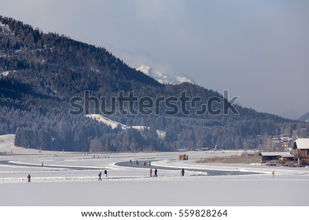 lake weissensee in winter in carinthia,austria