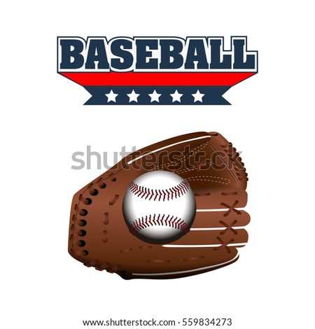 Isolated baseball glove with a ball, Vector illustration