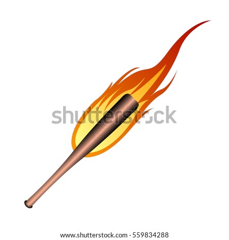 Isolated baseball bat on fire, Vector illustration