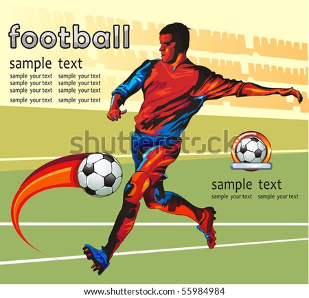 Soccer Action Player on beautiful Abstract Background. Original Vector illustration sports series. Classical football poster.