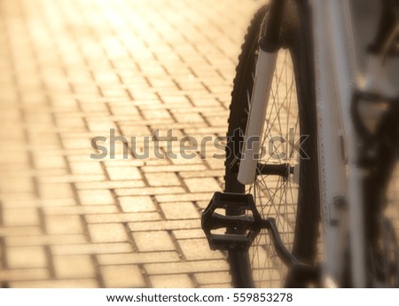 close-up of the bike at sunset