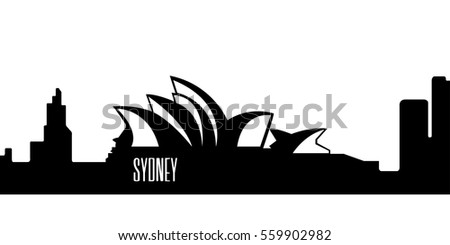 Isolated silhouette cityscape of Sydney, Vector illustration