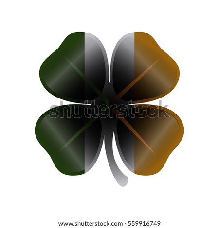 Isolated traditional clover with the irish flag, Patrick's day Vector illustration