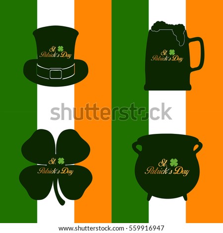 Set of patrick's day traditional objects, Vector illustration