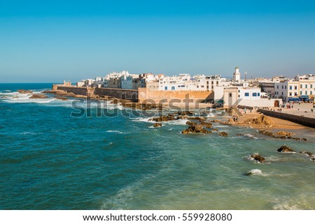 View to Essaouira old city and ocean , Morocco Royalty-Free Stock Photo #559928080