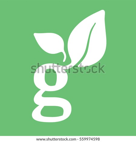 Minimal G letter and leaf logo icon emblem illustration