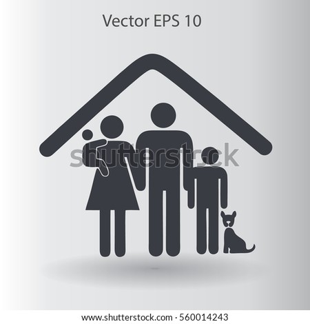 family with a pet vector illustration