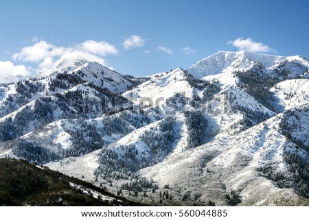 utah wasatch mountains in ogden just north of salt lake city which is popular for skiing snowboarding and other winter sports Royalty-Free Stock Photo #560044885