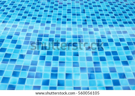 Ground pool blue tiles,Blue surface,The beauty of the pool