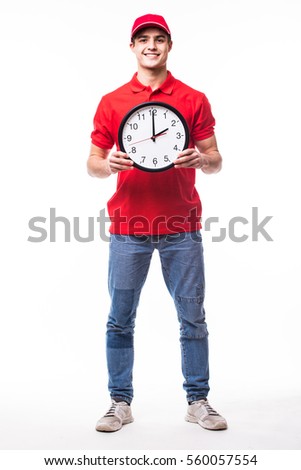 Delivery man with clock