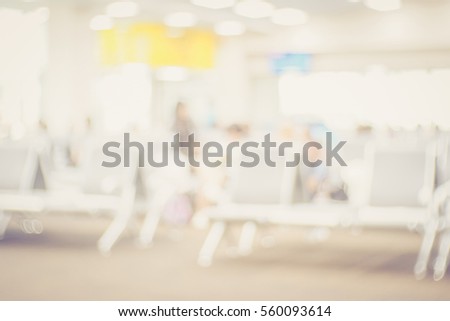 Picture blurred  for background abstract and can be illustration to article of Departure lounge at the airport