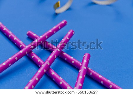 Close up photo of purple straw for party birthday party