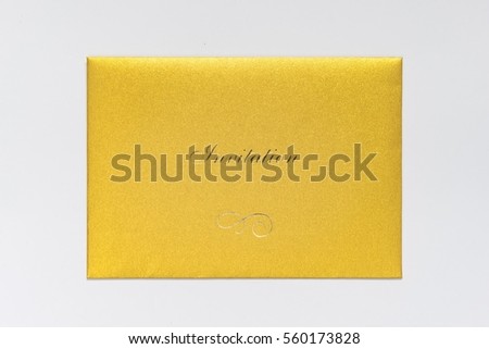 Gold Invitation Envelope, isolated with gold foil text