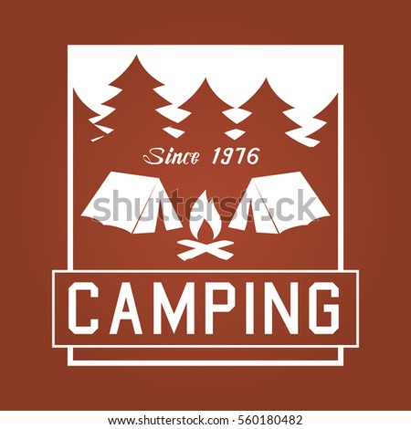 Camping Outdoor Adventure Vector Badge White Logo