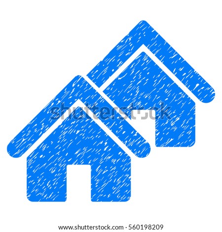 Realty grainy textured icon for overlay watermark stamps. Flat symbol with unclean texture. Dotted vector blue ink rubber seal stamp with grunge design on a white background.