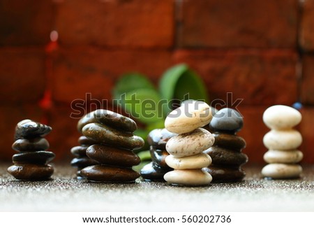 Brown and white Water stone,red brick background  