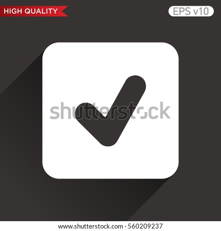 Colored icon or button of check symbol with background
